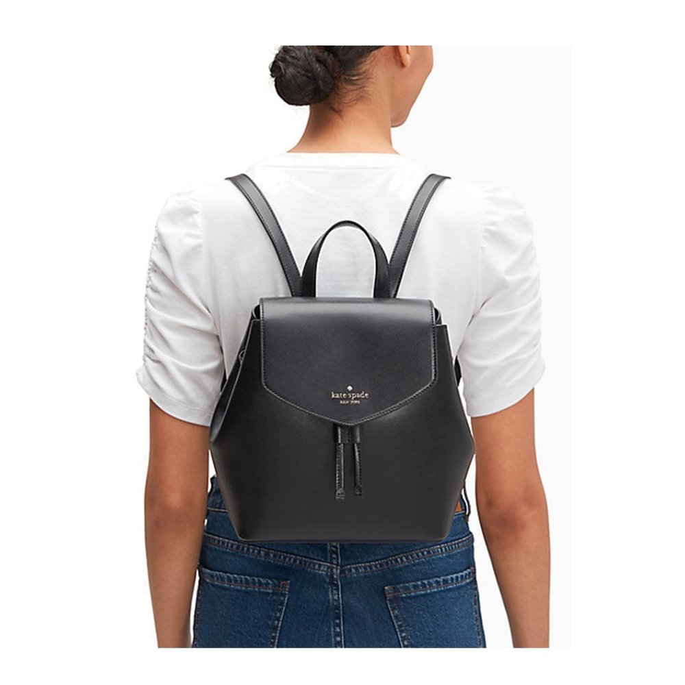 Kate Spade Black lizzie medium flap backpack - Picture 2 of 7